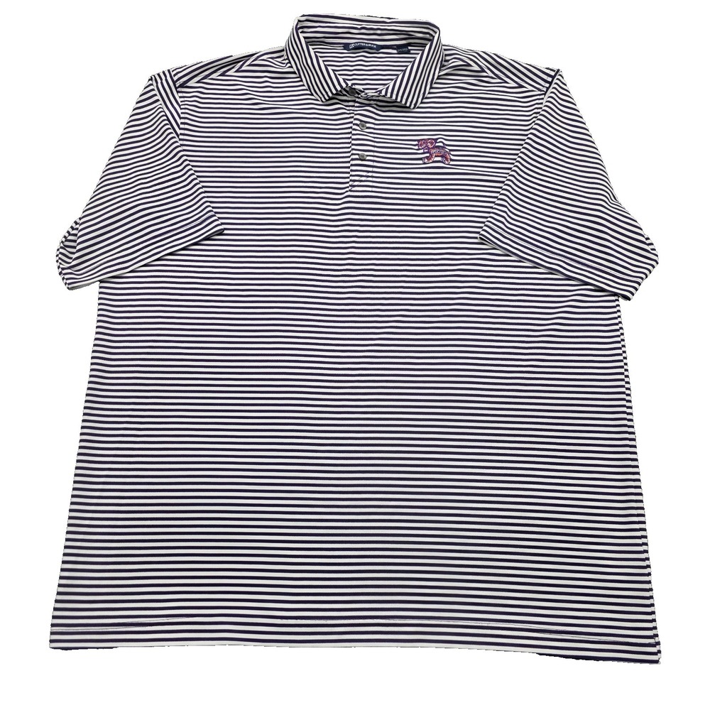 Clemson Tigers Retro Cutter and Buck Purple White Stripe Polo Shirt Men - 2XT - Picture 3 of 10